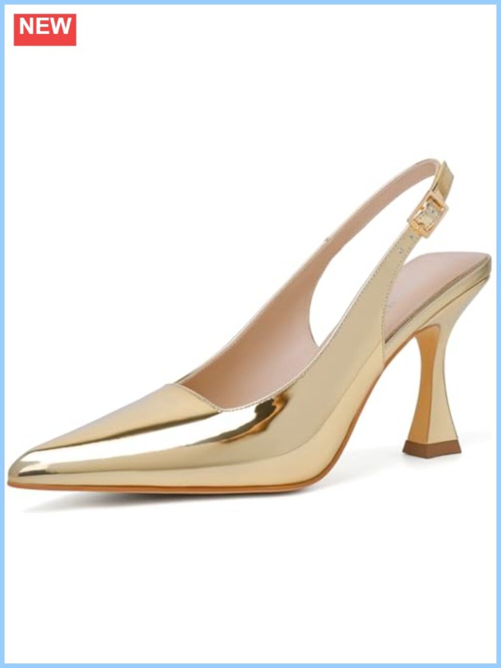 Elegant Slingback Kitten Heels for Women Closed Pointy Toe Chunky Heels Dress